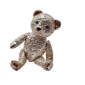 Vintage Articulating teddy bear brooch EUC